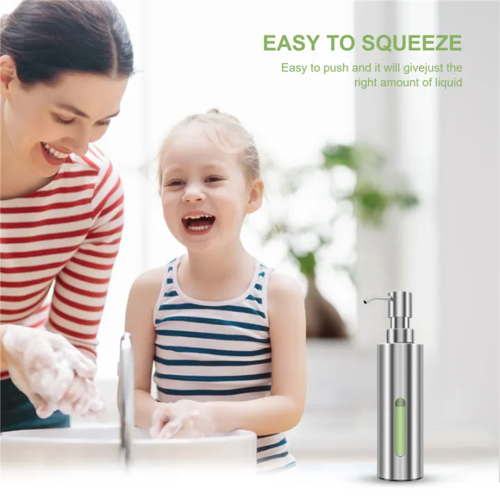 LKPCIGCXM%207Oz%20Hand%20Soap%20Pump%20Dispenser%20for%20Bathroom,%20Stainless%20Steel%20Dish%20Soap%20Dispenser%20for%20Kitchen,%20Rustproof%20Liquid%20Pump%20Bottle%20-%20Image%206