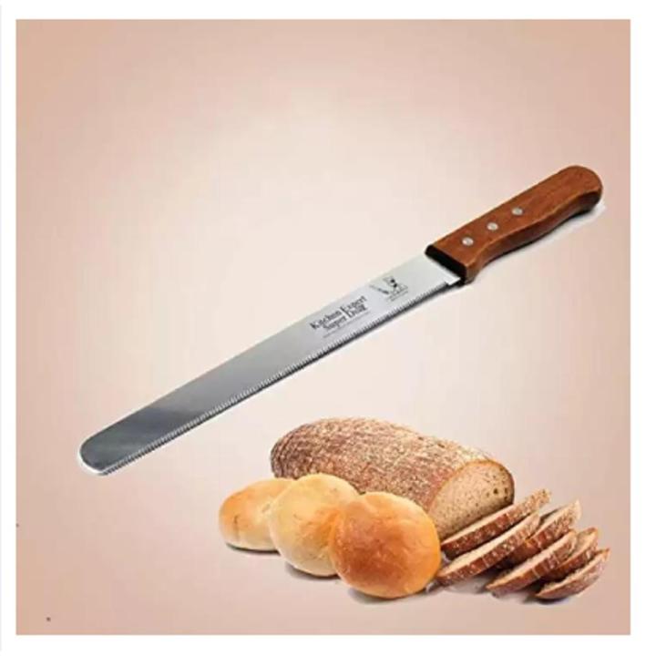 Home republic -14 INCH Cake Knife Stainless Steel Fine-Tooth Knife with Wooden Handle Bread Cutting Tools