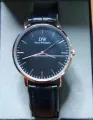 WD01 Leather Analog Watch For Men -Gold. 