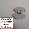 16mm Torch Light WHITE Color 3 Watt LED Chip 3.1V 3.7V 3W With Metal Plate Heatsink Heat Sink Aluminum Base 16mm PCB DIY For Torch Light LED Lights Bulbs.