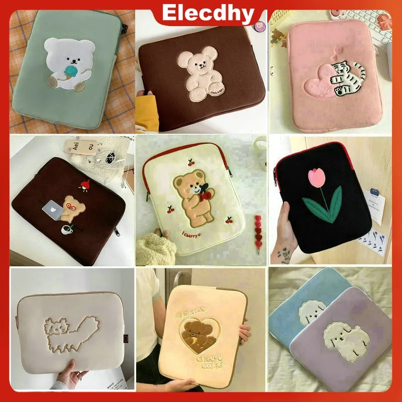 Ipad Pouch Kawaii Laptop Case Quilted Cute Bear Red Floral IPad