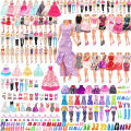 Doll Accessories for Barbie Doll Clothes Mixed Mini Dress Up Set Fashion Clothes High Heels Shoes Doll Part Children Toy Gifts.