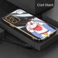 Samsung Galaxy A25 A15 5G A35 A55 5G Glossy Lucky Doraemon Casing Square Edges Plating Back TPU Soft Case Cover. 