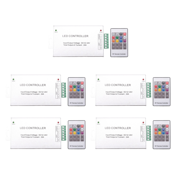5X LED Controller 12-24V Low Pressure RF Colorful 20-Key Remote Control ...