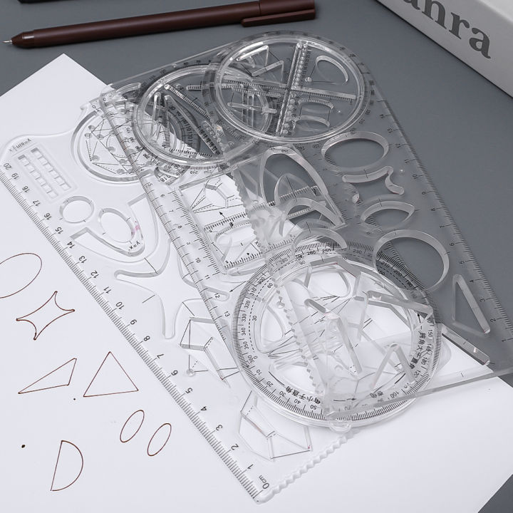 1/3Pcs%20Multifunctional%20Geometric%20Ruler%20Drawing%20Template%20Measuring%20Tool%20For%20Active%20Drawing%20Ruler%20School%20Office%20Supply%20Ruler%20-%20Image%208