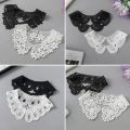 1 Pair White Neckline Collar Lace Fabric Embroidery Carft DIY Dress Garment Decoration Accessories.