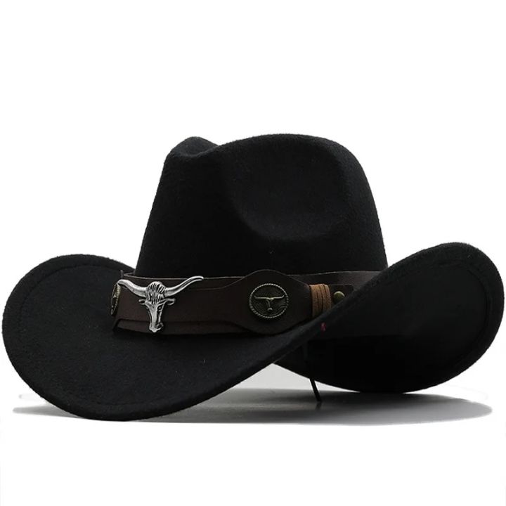 Western%20Cowboy%20Hat%203%20Sizes%20Black%20Woolen%20Jazz%20Top%20Hat%20Men%20Ethnic%20Style%20Cow%20Head%20Ribbon%20Felt%20Cap%20Women%20Children%20Riding%20Fedora%20Hat%20-%20Image%203