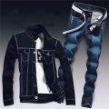 Spring Mens Denim Two Piece Set Hole Ripped Slim Fit Jacket Jeans Sets Male Casual Vintage Ropa Hombre Cargo Suit Streetwear.