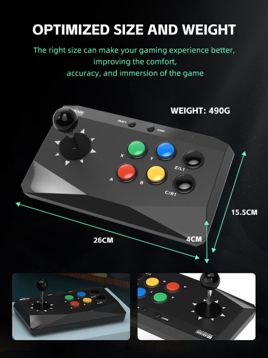Data%20Frog%20Game%20Arcade%20Keyboard%20Wireless%20Controller%20for%20Street%20Fighter%20Retro%20Video%20Game%20Consoles%20Compatible%20with%20PC/Android/IOS%20-%20Image%204