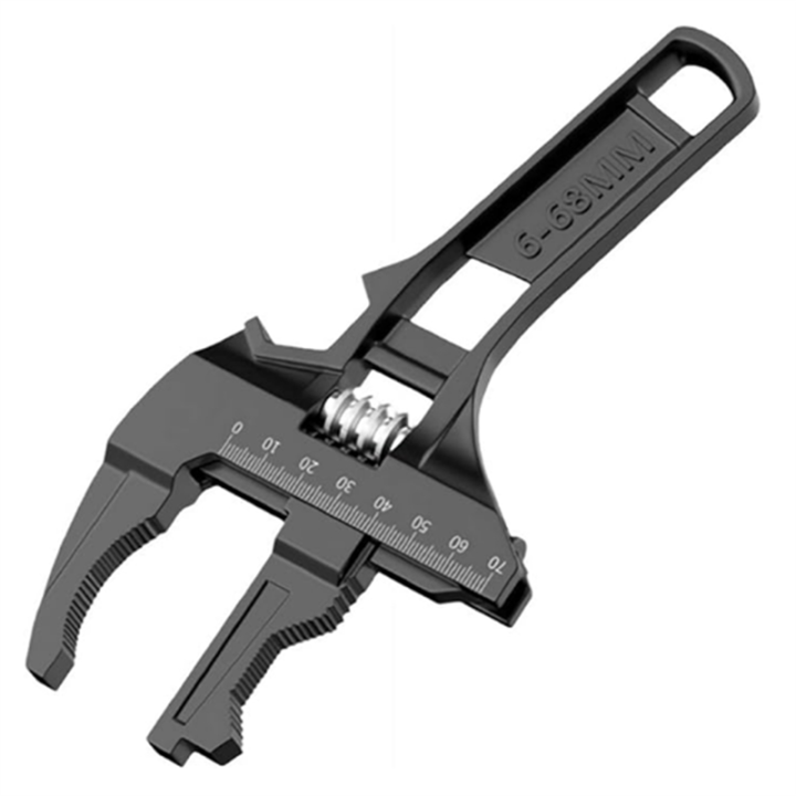 Reversible Sink Wrench – Adjustable Jaw 6-68mm, Wide-Opening Short Handle, Multi-Purpose Plumbing Tool – For Faucet Nuts, Pipe Fittings, Tight Spaces – Aluminum Alloy
