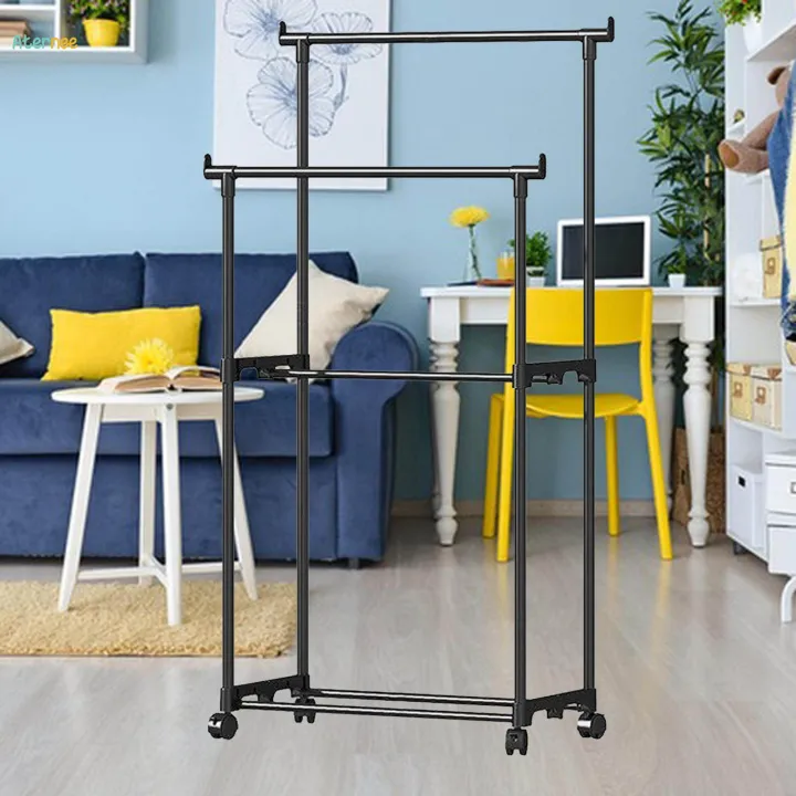 Double%20Rod%20Clothing%20Rack%20Heavy%20Duty%20Portable%20Movable%20Wheel%20Clothes%20Organizer%20for%20Office%20Living%20Room%20-%20Image%202