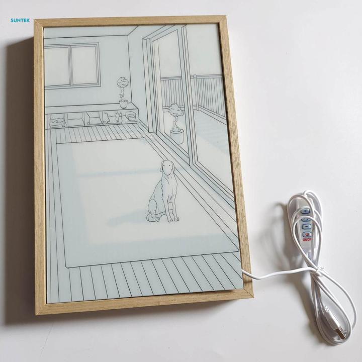 Modern Artwork Rectangle Wood Frame Night Light 21cmx31cm