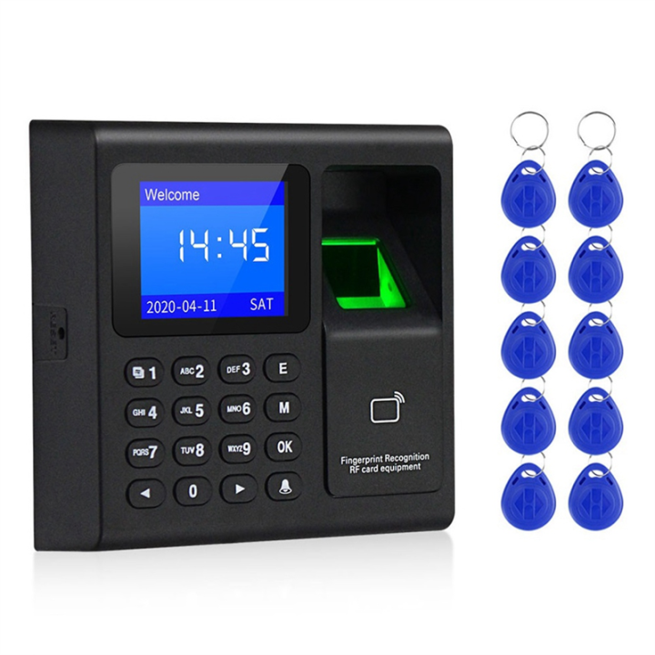 Fingerprint Attendance Machine+10 Cards Access Control Electric Time Clock Recorder USB Data Manage