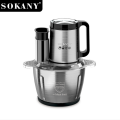 Sokany Wonder Chopper SK-06019 Electric Meat Grinder Food Processor Vegetable Mincer Blender 6-in-1 Stainless Steel 3.0L with 800W Copper Motor Double Layer Four Blades for Home Kitchen - Multi-functional Kitchen Appliance, Ideal for Chopping & Grinding!!. 