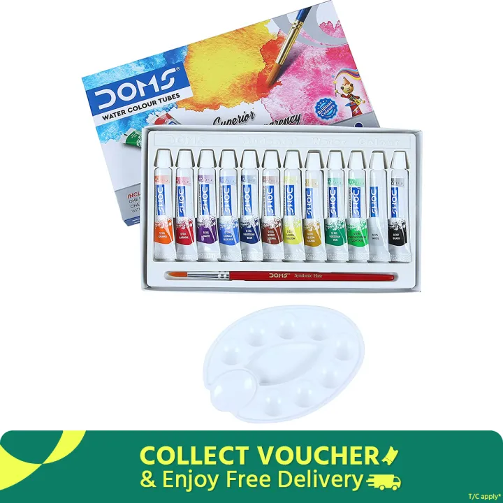 DOMS Watercolor Tube With Palette And 1pc Brush Free For Painting ...