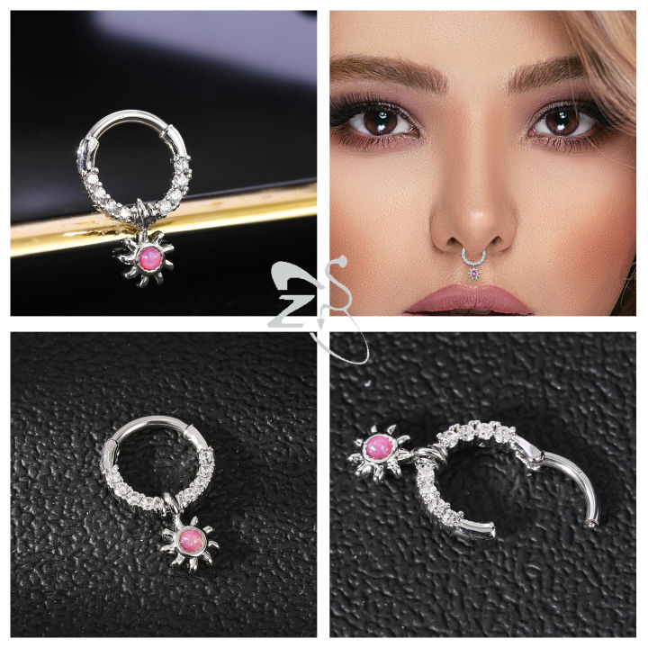 ZS%201PC%2016G%20Stainless%20Steel%20Septum%20Ring%20Butterfly%20Snake%20Nose%20Ring%20Crystal%20Septum%20Piercing%208/10mm%20Cartilage%20Earring%20Helix%20Piercing%20-%20Image%204