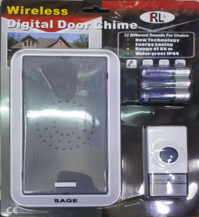 Calling Bell, Sage Portable Wireless Door Calling Bell with Remote Control White.