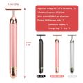 24K Gold Roller Vibrating Facial Massager Slimming Facial Skin Beauty Bar Pulse Firming Face Massage Lift Tightening Wrinkle Bar. 