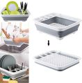 Collapsible Dish Drying Rack with Cutlery Organizer | Portable Space-Saving Dinnerware Drainer Board for Kitchen Countertop, RV, Camping & Small Spaces | Durable & Flexible.