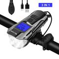 WEST BIKING 3 in 1 Bike Light 1500mAh Bike Horn Bicycle Lamp Odometer Headlight. 