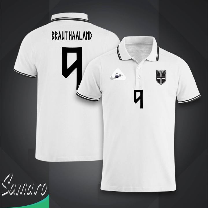 Norway World Cup 2026 Polo Football Jersey For Men - Half Sleeve Collar Polo Braut Haaland 9 t shirt - Norway 9 Jersey