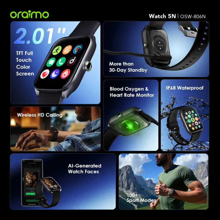 Oraimo%20Smart%20Watch%205N%202.01''%20TFT%20IP68%20%20(OSW-806N)%20-%20Light%20Chrome%20-%20Image%205
