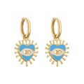HECHENG,1 pair,Love Heart Shape Evil Eyes Drop Earrings For Women Vintage Statement Crystal Dangle Jewelry.