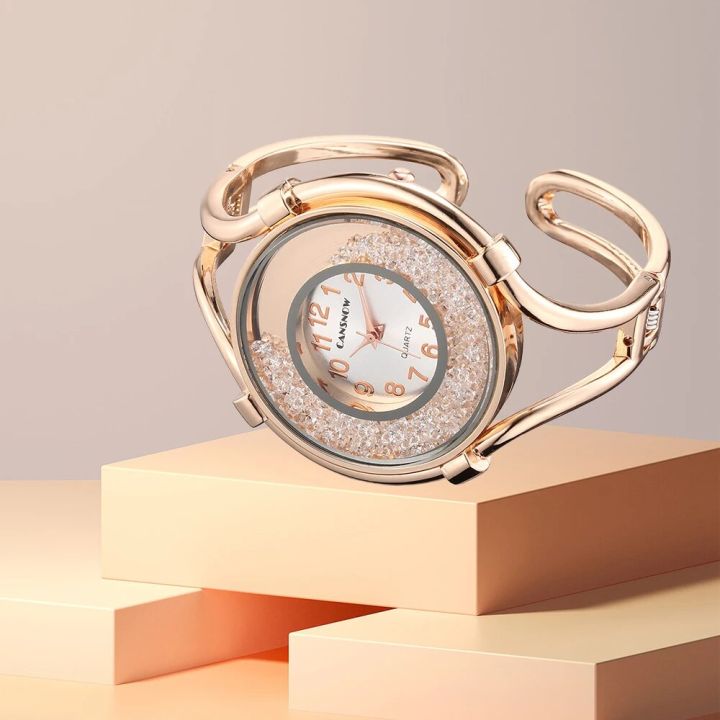 Women'S Watches Gold Diamond Quartz Bracelet Wrist Watch Big Dial Ladies Clock Stainless Steel Reloj Mujer Gift For Girlfriend