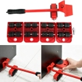 Furniture Lifting & Moving Set: 5pcs Roller Tool with Sliders & Lifter Bar for Heavy Items. 