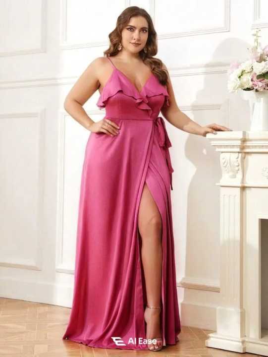 Plus%20Size%20Silk%20Occasion%20Dress%20in%20Rich%20Emerald%20with%20Wrap%20Silhouette%20and%20High%20Slit%20-%20Image%204
