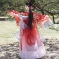 Fairy ancient costume, women's Hanfu, butterfly language, fairy aura, daily embroidery, chezi skirt, tattered long sleeved shirt, spring and summer styles.