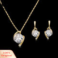 Carat Women Square Rhinestone Pendant Necklace Ear Stud Earrings Party Jewelry Set. 