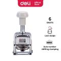 Deli E7506 High-Quality Manual Automatic Numbering Machine with 6-Digit Number Shifting - Office Stationery. 