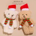 【Shop the Latest Trends】 Bear Plush Doll Bear Scarf Flower Christmas Plush Bear Soft PP Cotton Christmas Bear Doll Cute Cartoon Christmas Bear Plush Pendant Christmas Gift.
