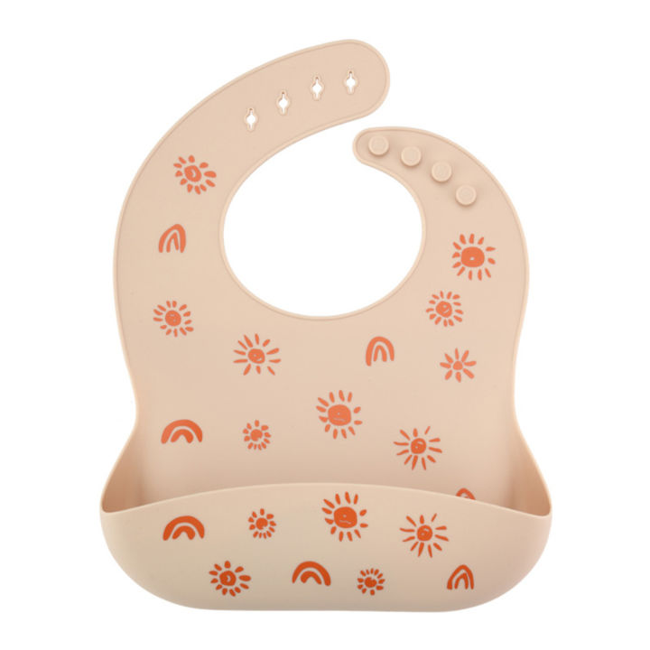 【LuckyBabyFans Store】Baby Silicone Bibs Adjustable Waterproof Bibs Cute Cartoon Toddler Saliva Pocket For Boys