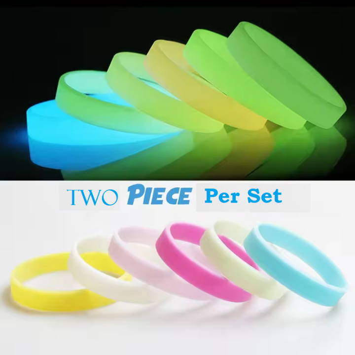 Glow in The Dark 02 Pcs Luminous Silicone Bracelet  Party Neon Light Wristband  Gift