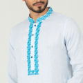 Semi Fit Embro Panjabi -  sky blue. 