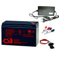 CSB 12V 9Ah Battery With Charger -Combo Pack / CSB Lead Acid Battery With Charger + Socket + Clip / Dry Cell 12 Volt Battery With Charger.