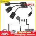 1~5PCS Newest 3 in 1 Micro USB Type C HUB Male to Female Double USB 2.0 Host OTG Adapter Cable For Smartphone Computer Tablet 3. 