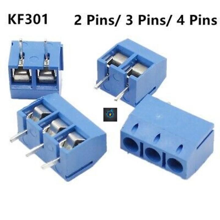 5Pcs- 3Pin BLUE Color KF301-3P 3 Pin Plug-In PCB Mount Straight Screws ...