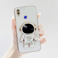 UCUC for Redmi Note 7 / Note 7 Pro Back Cover + Free Lanyard Creative Cute Astronaut Folding Bracket Luxury 6D Plating Case Soft Silicone Square Phone Cases. 