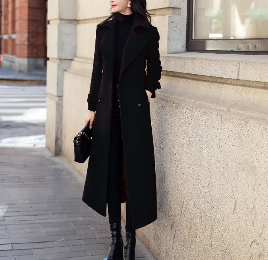 Women's Coat Winter Korean Fashion Long Coated Thickened Woolen