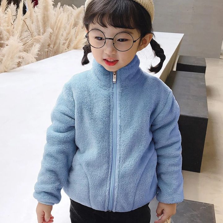 Autumn Winter Fashion Knitted Cardigan Girls Boys Sweater Solid Jacket Coat Kids Thicked Plush Coat Cardigan Sweaters 1-8Year