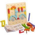 Children Wooden Geoboard Toys Nail Board Geometric Column Set Construction Puzzle Geometric Pegboard Montessori Sensory Toy.