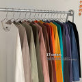 Privathinker 100% Cotton Men Solid Color T-shirts Long Sleeve Drop Shoulder Baggy Tops Korean Style Streetwear Male Tee Shirts KEEMEEUYZO. 
