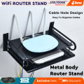 Router Stand 2-Layer Wall Mount WiFi Router Stand – Metal Shelf for TV Box & Remotes. 
