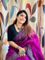 Magenta Colour Half Silk Special Sui Dhaga Katha Stitch Saree For Women. 