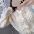 55 Fashion Exquisite Flowers Sweater Coat Women's Knitted Cardigan Autumn and Winter New Korean Style Candy Color Short Fairy Top.