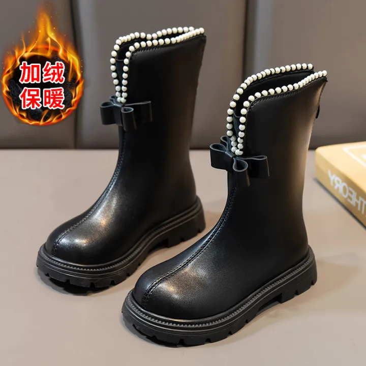 Girls'%20booties%20Fall/Winter%202023%20style%20bow%20Mary%20Jane%20pearl%20with%20fleece%20boots%20for%20kids%20boots%20Boots%20for%20girls%20-%20Image%207