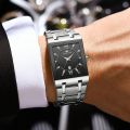 VA VA VOOM Men's Watch, Fashion Stainless Steel 3ATM Waterproof Calendar Square Quartz Wristwatch, Ideal choice for Gifts. 